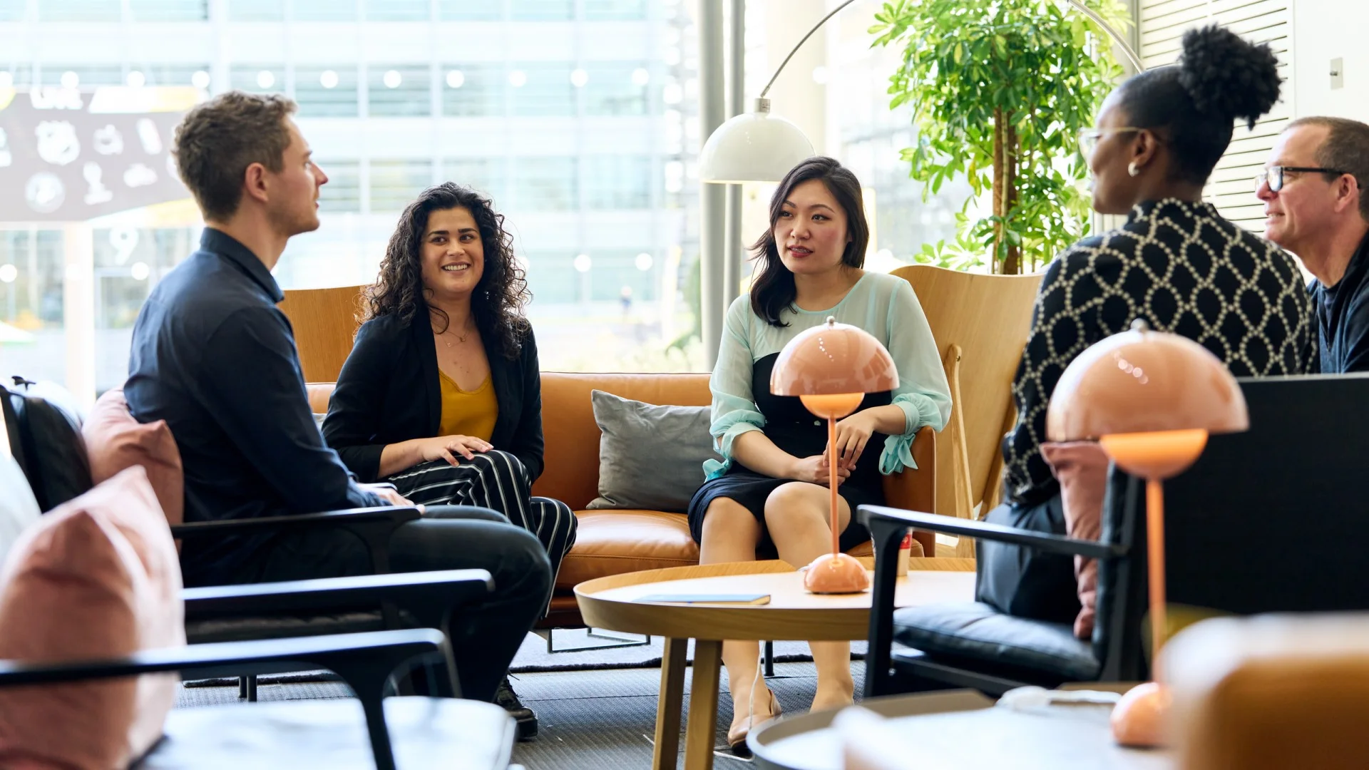 Employees during meeting